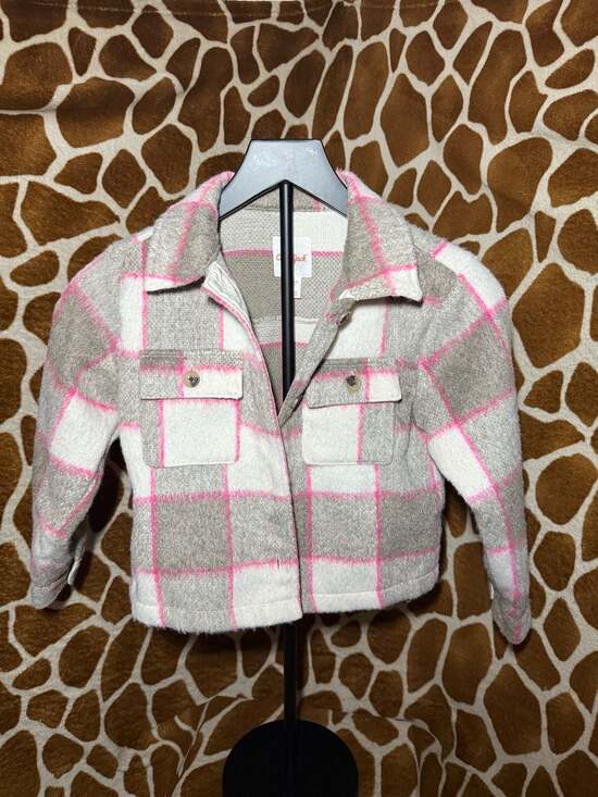 Cat & Jack Other - Cat & Jack Girls' Plaid Shacket Jacket Grey Pink White Size S (6/7)